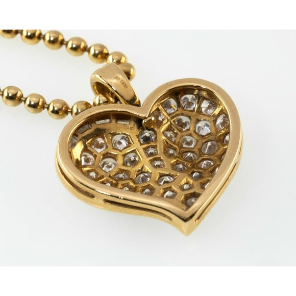 Bulgari Bvlgari Vintage 18k Yellow Gold Diamond Heart Pendant w/ Ball Chain - Picture 10 of 10